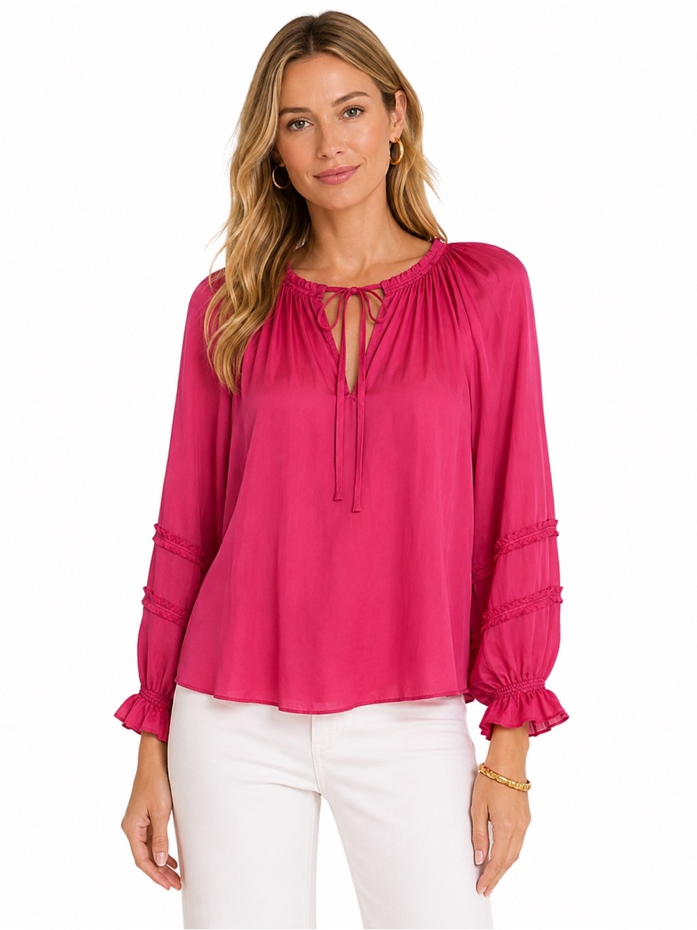 Ramy Brook New York Pink Tie-Neck Blouse | XS | NWT